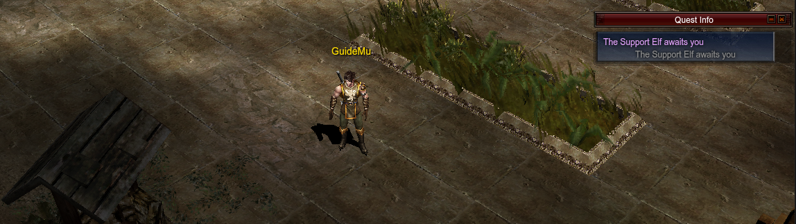 In game, with the first quest active.