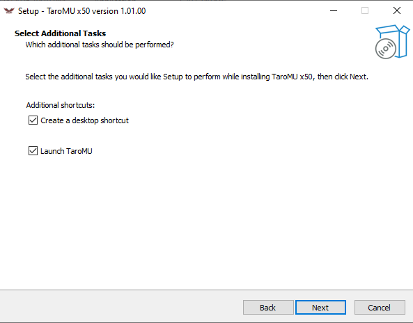 Desktop shortcut and auto-launch options.